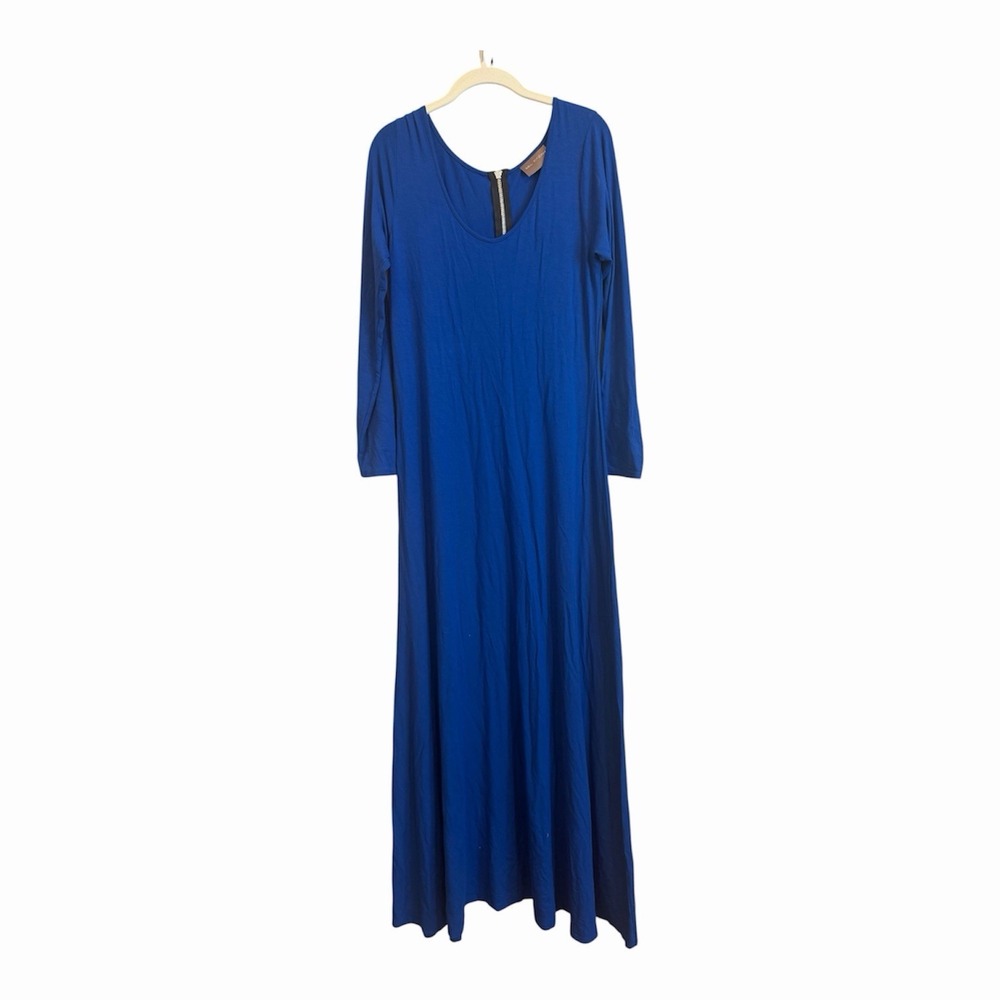 Anthropologie Bel Kazan Royal Blue Long Sleeve Maxi Dress Large Minimalist